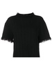 frayed-edge short-sleeve jumper