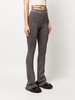 lurex-detailing flared knitted trousers