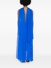 Draped asymmetric silk satin gown