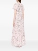 floral-embroidered short-sleeve gown