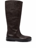 knee-length leather boots