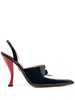 curved-heel 120mm leather pumps