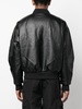 faux leather-sleeve bomber jacket