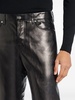 logo-patch patent leather jeans