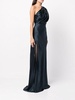 silk asymmetrical gathered gown