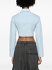 Blue Boned Cotton Cropped Shirt