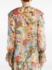 ruffled floral-print silk shirt