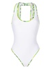 Marmo-print trim swimsuit