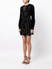 floral-lace detailing velvet-finish dress