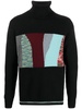 patchwork-motif roll neck jumper