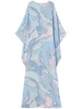 Orchidee-print silk kaftan 