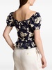 floral-print ruched blouse