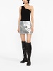 metallic denim miniskirt