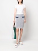 denim-detailing knitted pencil skirt