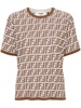 FENDI Chic Two-Tone Cotton Blend T-Shirt