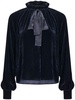 ruched velvet blouse