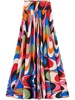 Marmo-print long cotton skirt