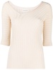 ribbed-knit asymmetric top