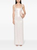 Neutral Electra Sequin-Embellished Gown