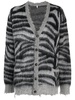 distressed zebra-print cardigan