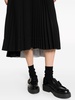 pleated asymmetric-hem midi skirt