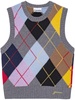 harlequin-pattern intarsia-knit vest