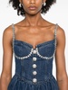 Self Portrait Diamante Denim Flared Dress