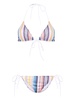 striped open-knit bikini 