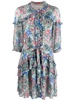 floral-print silk ruffled minidress