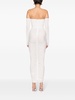 White Crystal-Embellished Ruched Maxi Dress