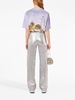 metallic-finish straight-leg trousers