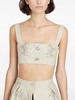 floral-jacquard cropped top