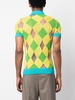 geometric-pattern knitted polo shirt