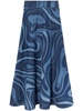 Marmo-print denim skirt