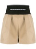 Neutral Logo-Waist Pleated Shorts