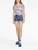 wave-print denim shorts