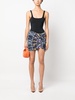 graphic-print ruched miniskirt