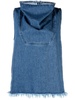 cowl-neck frayed denim vest