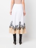 leaf-print A-line skirt