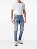 Skull-print distressed straight-leg jeans