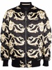 Gothic-print quilted bomber jacket