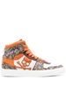 paisley-print high-top leather sneakers