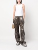 high-waisted high-shine trousers