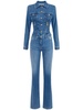 zip-detailing denim jumpsuit