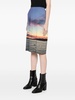 Sharon Sunset-print midi skirt