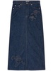 Rose denim maxi skirt