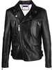 rear logo-plaque leather jacket