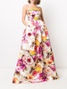 floral print strapless gown 