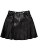 pleated leather miniskirt