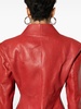 embossed-detail leather coat